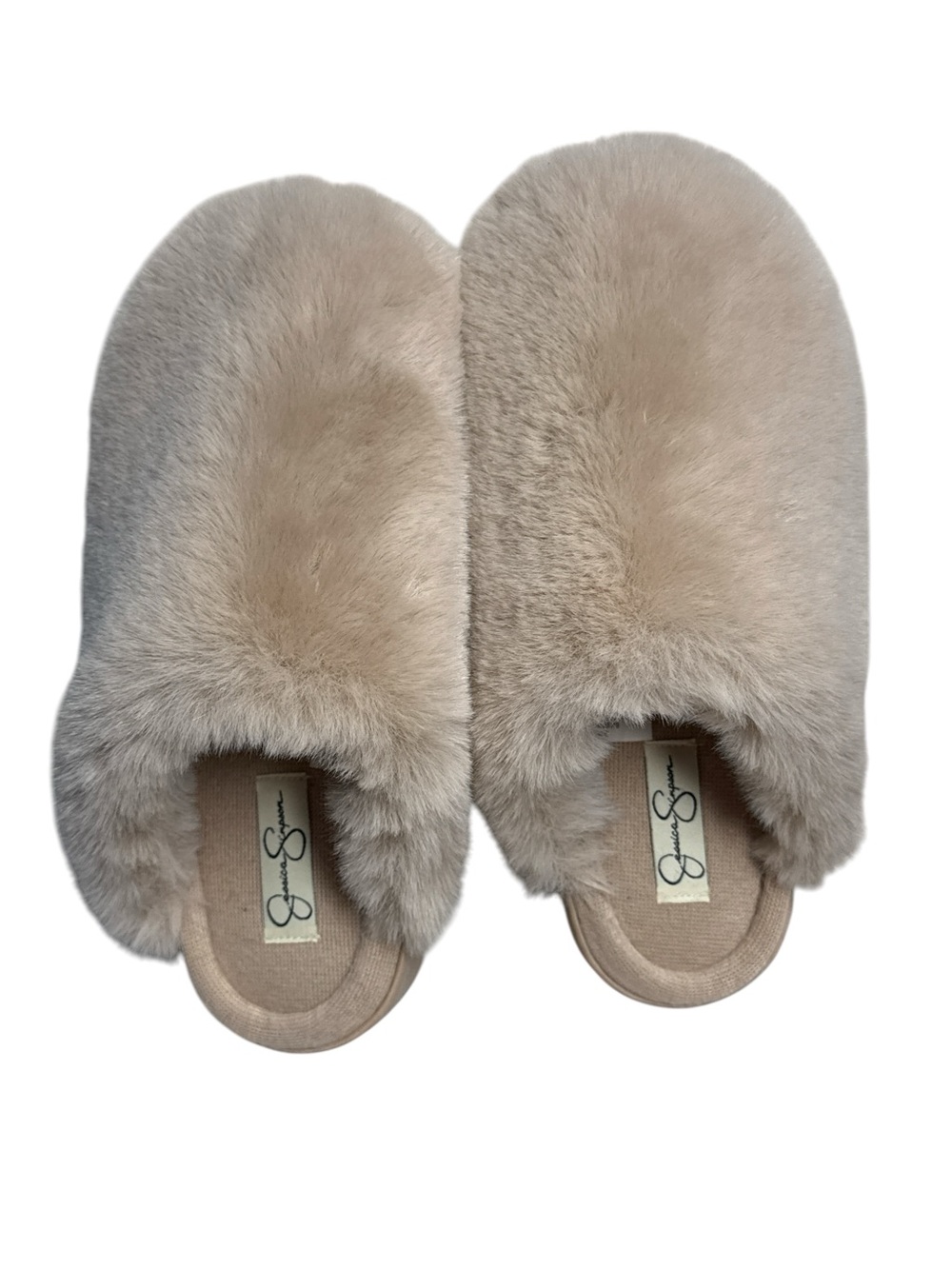 Jessica Simpson Faux Fur
Platform Slippers Beige